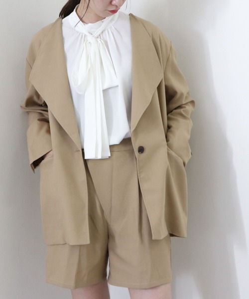 archives（アルシーヴ）の「【setupにも】ワンボタンノーカラージャケット（テーラードジャケット・レディース・チャコールグレー/ブラウン/ベージュ/カーキ・MEDIUM）」の10枚目の写真