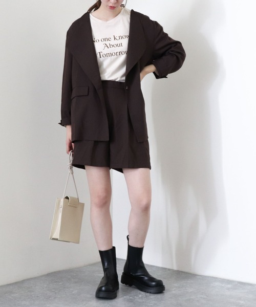 archives（アルシーヴ）の「【setupにも】ワンボタンノーカラージャケット（テーラードジャケット・レディース・チャコールグレー/ブラウン/ベージュ/カーキ・MEDIUM）」の8枚目の写真