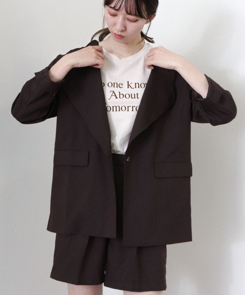 archives（アルシーヴ）の「【setupにも】ワンボタンノーカラージャケット（テーラードジャケット・レディース・チャコールグレー/ブラウン/ベージュ/カーキ・MEDIUM）」の12枚目の写真