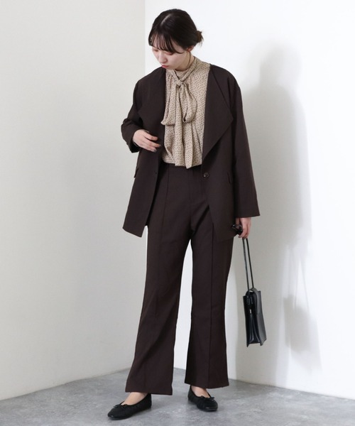 archives（アルシーヴ）の「【setupにも】ワンボタンノーカラージャケット（テーラードジャケット・レディース・チャコールグレー/ブラウン/ベージュ/カーキ・MEDIUM）」の15枚目の写真