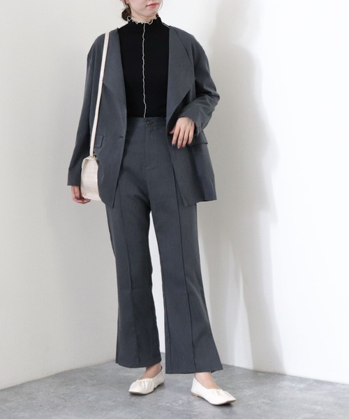 archives（アルシーヴ）の「【setupにも】ワンボタンノーカラージャケット（テーラードジャケット・レディース・チャコールグレー/ブラウン/ベージュ/カーキ・MEDIUM）」の13枚目の写真