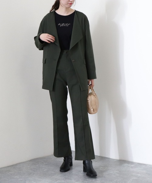 archives（アルシーヴ）の「【setupにも】ワンボタンノーカラージャケット（テーラードジャケット・レディース・チャコールグレー/ブラウン/ベージュ/カーキ・MEDIUM）」の7枚目の写真