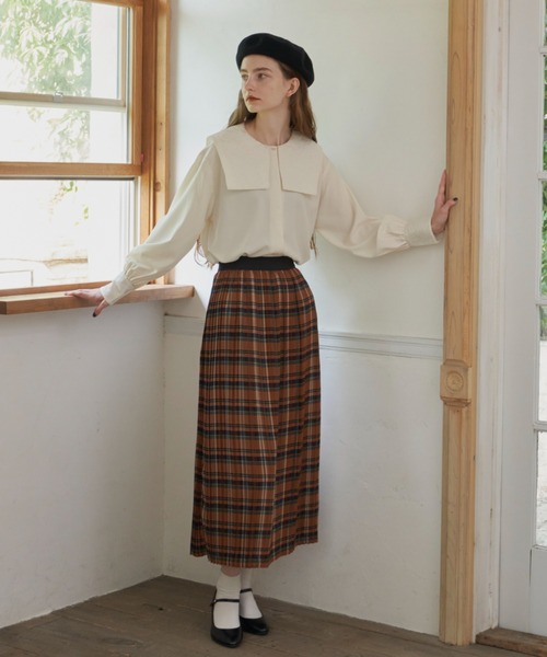 シャツ/ブラウス(長袖/七分) idem double collar check blouse 楽天市場】 シャツ ブラウス シャツブラウス レディース 七分袖