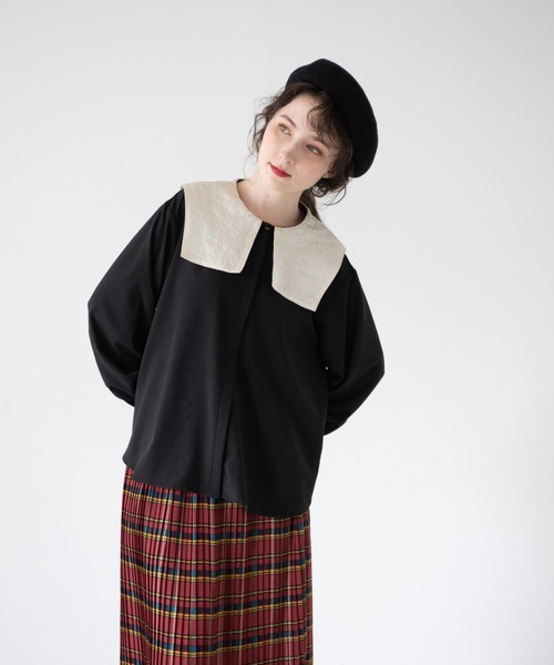 idem イデム バイカラーラインブルゾン square sailor collar blouse/スクエアセーラーカラーブラウス