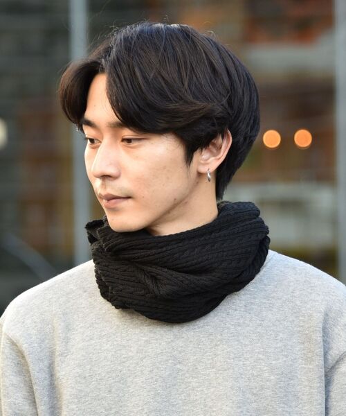 SHIPS（シップス）の「SHIPS: アランニット スヌード（ネックウォーマー/スヌード・メンズ・ブラック/ベージュ/グリーン/グレー・ONE SIZE）」の5枚目の写真