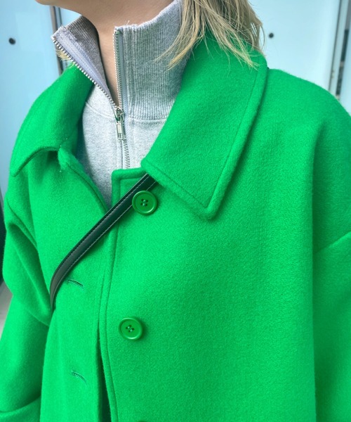 WHO'S WHO gallery（フーズフーギャラリー）の「ステンカラーハーフコート（ステンカラーコート・レディース・ブラック/ダークグリーン/ネイビー/サックスブルー/オレンジ/グリーン・FREE）」の14枚目の写真