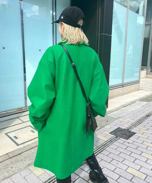 WHO'S WHO gallery（フーズフーギャラリー）の「ステンカラーハーフコート（ステンカラーコート・レディース・ブラック/ダークグリーン/ネイビー/サックスブルー/オレンジ/グリーン・FREE）」の15枚目の写真