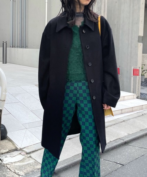 WHO'S WHO gallery（フーズフーギャラリー）の「ステンカラーハーフコート（ステンカラーコート・レディース・ブラック/ダークグリーン/ネイビー/サックスブルー/オレンジ/グリーン・FREE）」の18枚目の写真