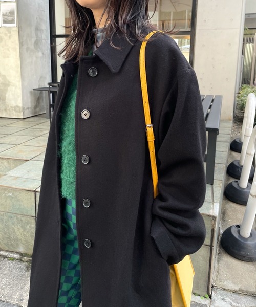 WHO'S WHO gallery（フーズフーギャラリー）の「ステンカラーハーフコート（ステンカラーコート・レディース・ブラック/ダークグリーン/ネイビー/サックスブルー/オレンジ/グリーン・FREE）」の19枚目の写真