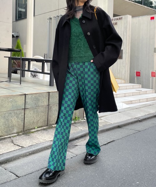 WHO'S WHO gallery（フーズフーギャラリー）の「ステンカラーハーフコート（ステンカラーコート・レディース・ブラック/ダークグリーン/ネイビー/サックスブルー/オレンジ/グリーン・FREE）」の20枚目の写真