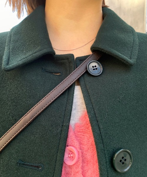 WHO'S WHO gallery（フーズフーギャラリー）の「ステンカラーハーフコート（ステンカラーコート・レディース・ブラック/ダークグリーン/ネイビー/サックスブルー/オレンジ/グリーン・FREE）」の22枚目の写真