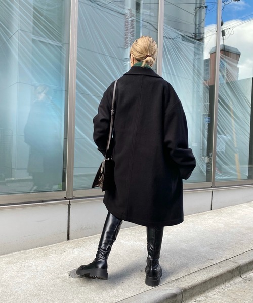 WHO'S WHO gallery（フーズフーギャラリー）の「ステンカラーハーフコート（ステンカラーコート・レディース・ブラック/ダークグリーン/ネイビー/サックスブルー/オレンジ/グリーン・FREE）」の10枚目の写真