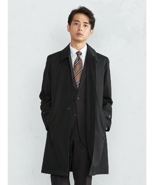 Perfect Suit FActory(パーフェクトスーツファクトリー)の「T/C ステンカラー無地コート(ステンカラーコート・メンズ・ブラック/ベージュ/ネイビー・S/LL/M/L)」の2枚目の写真