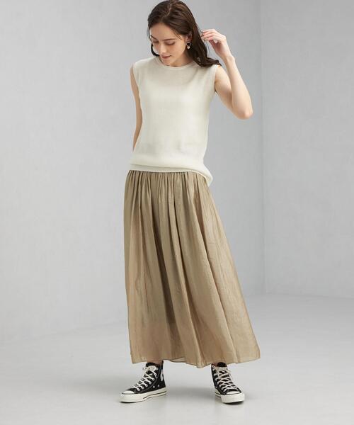 green label relaxing(グリーンレーベルリラクシング)の「レイヤード クロップド プルオーバー ニット -ウォッシャブル-(ニット/セーター・レディース・オフホワイト/ダークグレー/ケリー・FREE)」の13枚目の写真