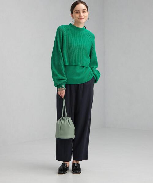 green label relaxing(グリーンレーベルリラクシング)の「レイヤード クロップド プルオーバー ニット -ウォッシャブル-(ニット/セーター・レディース・オフホワイト/ダークグレー/ケリー・FREE)」の17枚目の写真