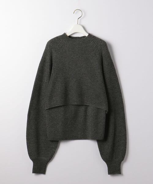 green label relaxing(グリーンレーベルリラクシング)の「レイヤード クロップド プルオーバー ニット -ウォッシャブル-(ニット/セーター・レディース・オフホワイト/ダークグレー/ケリー・FREE)」の14枚目の写真