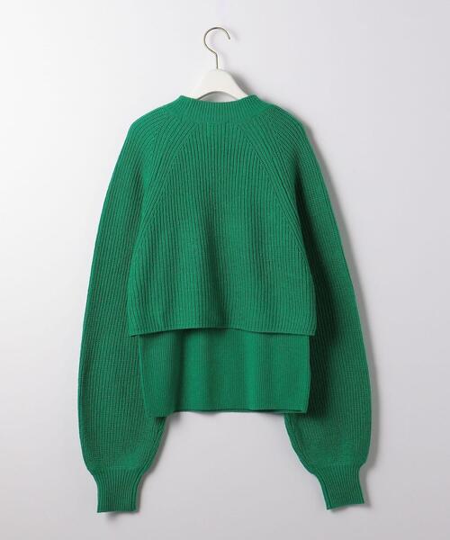 green label relaxing(グリーンレーベルリラクシング)の「レイヤード クロップド プルオーバー ニット -ウォッシャブル-(ニット/セーター・レディース・オフホワイト/ダークグレー/ケリー・FREE)」の7枚目の写真