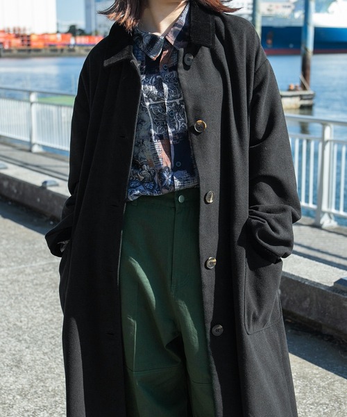 kutir(クティール)の「襟配色ステンカラーコート(ステンカラーコート・レディース・ブラック/ブラウン/グレー・SMALL/MEDIUM)」の7枚目の写真