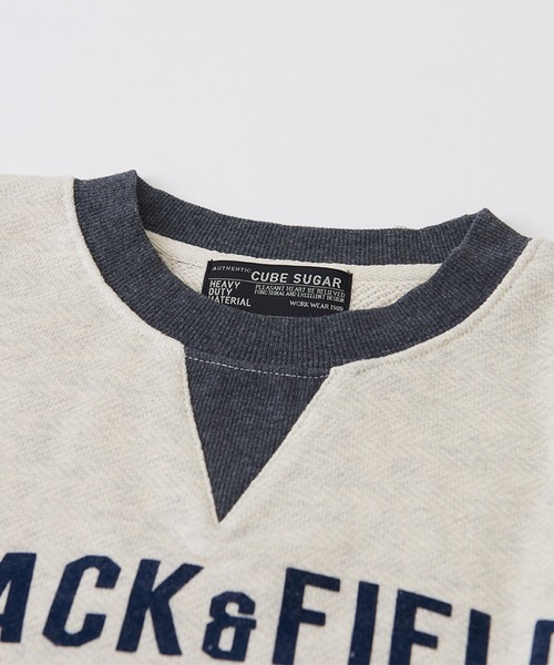 CUBE SUGAR(キューブシュガー)の「ヘリンボーン裏毛フロッキープリントロゴトレーナー(スウェット・レディース・グレー/カーキ/マルチ/ナチュラル・M)」の15枚目の写真