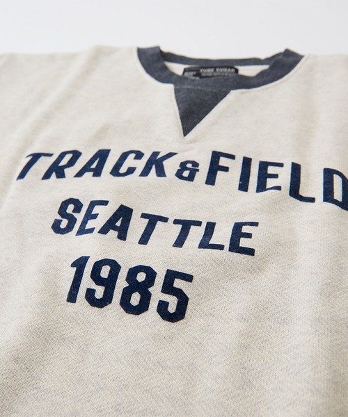 CUBE SUGAR(キューブシュガー)の「ヘリンボーン裏毛フロッキープリントロゴトレーナー(スウェット・レディース・グレー/カーキ/マルチ/ナチュラル・M)」の14枚目の写真