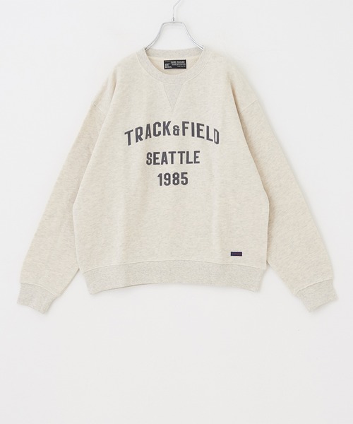 CUBE SUGAR(キューブシュガー)の「ヘリンボーン裏毛フロッキープリントロゴトレーナー(スウェット・レディース・グレー/カーキ/マルチ/ナチュラル・M)」の7枚目の写真