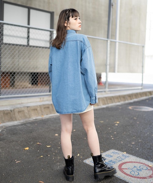 X-girl(エックスガール)の「EMBROIDERY FACE L/S SHIRT(シャツ/ブラウス・レディース・オレンジ/グリーン/ライトインディゴブルー・S/M)」の8枚目の写真