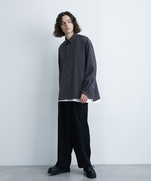 JUNRED（ジュンレッド）の「バルーンスリーブオーバーシャツ（シャツ/ブラウス・メンズ・チャコールグレー/パープル系その他/グリーン系その他/ホワイト/ダークブラウン/グリーン/グレー/ネイビー/ブラウン系その他/ライトグレー・L/M）」の19枚目の写真