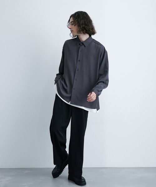 JUNRED（ジュンレッド）の「バルーンスリーブオーバーシャツ（シャツ/ブラウス・メンズ・チャコールグレー/パープル系その他/グリーン系その他/ホワイト/ダークブラウン/グリーン/グレー/ネイビー/ブラウン系その他/ライトグレー・L/M）」の20枚目の写真