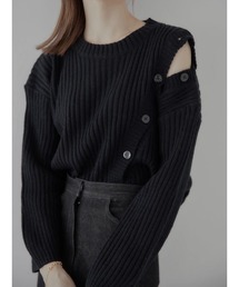 shoulder button knit / black