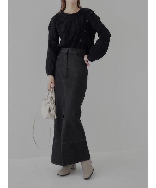 amel（エイメル）の「shoulder button knit / black（ニット/セーター・レディース・ブラック・FREE）」の2枚目の写真