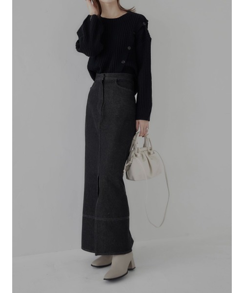 amel（エイメル）の「shoulder button knit / black（ニット/セーター・レディース・ブラック・FREE）」の5枚目の写真