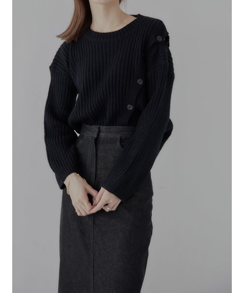 amel（エイメル）の「shoulder button knit / black（ニット/セーター・レディース・ブラック・FREE）」の15枚目の写真