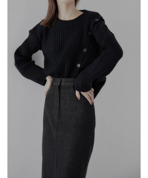amel（エイメル）の「shoulder button knit / black（ニット/セーター・レディース・ブラック・FREE）」の13枚目の写真