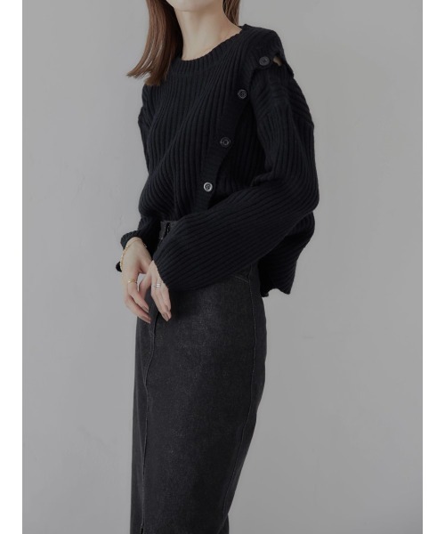 amel（エイメル）の「shoulder button knit / black（ニット/セーター・レディース・ブラック・FREE）」の10枚目の写真