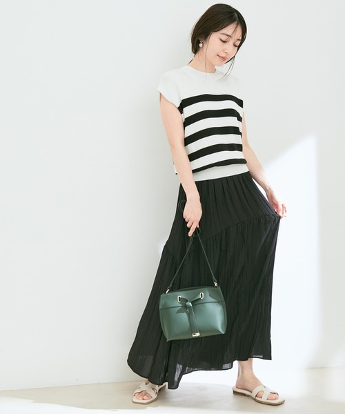 VIS(ビス)の「【新色追加】フロントタイミニショルダーバッグ(ショルダーバッグ・レディース・ブラック/ホワイト/サックスブルー/ベージュ系その他/ダークグリーン・FREE)」の12枚目の写真