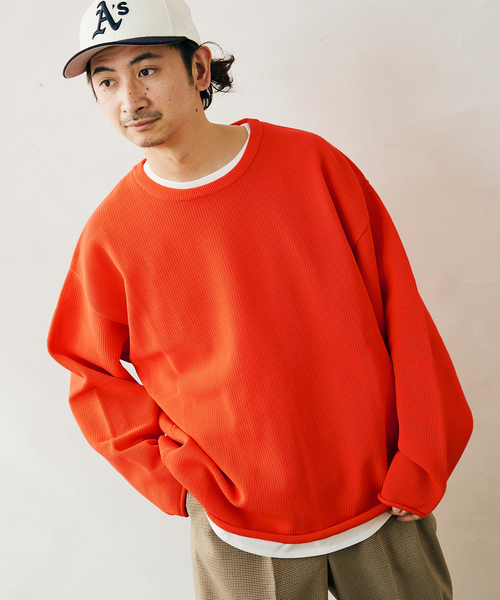 JOURNAL STANDARD relume(ジャーナルスタンダード レリューム)の「【ニット+カットソーの2点SET】リサイクルポリエステル ライトニット(ニット/セーター・メンズ・ベージュ/ネイビー/ブラック/グレー/グリーン/イエロー/ピンク/オレンジ・MEDIUM/LARGE)」の17枚目の写真