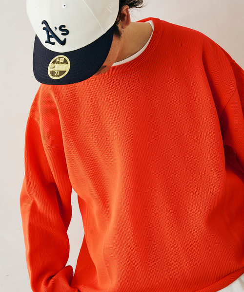 JOURNAL STANDARD relume(ジャーナルスタンダード レリューム)の「【ニット+カットソーの2点SET】リサイクルポリエステル ライトニット(ニット/セーター・メンズ・ベージュ/ネイビー/ブラック/グレー/グリーン/イエロー/ピンク/オレンジ・MEDIUM/LARGE)」の16枚目の写真