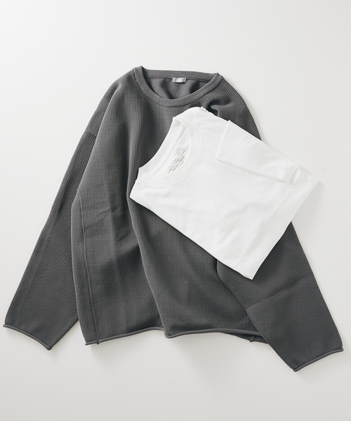 ニット+カットソーの2点SET】リサイクルポリエステル ライトニット