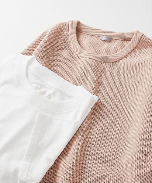 JOURNAL STANDARD relume(ジャーナルスタンダード レリューム)の「【ニット+カットソーの2点SET】リサイクルポリエステル ライトニット(ニット/セーター・メンズ・ベージュ/ネイビー/ブラック/グレー/グリーン/イエロー/ピンク/オレンジ・MEDIUM/LARGE)」の7枚目の写真