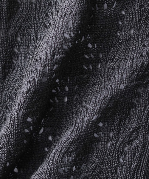 ASTRONOMY（アストロノミー）の「透かし編みVネックメッシュルーズカーディガン（カーディガン/ボレロ・メンズ・ブラック/ブルー/ベージュ/グリーン/チャコール/パープル/ワイン・M/L/S）」の15枚目の写真