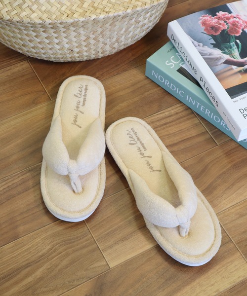 Monocoro toppi（モノコロトッピ）の「パイル トング ルームサンダル（サンダル・レディース・ベージュ/ネイビー/グレー・フリー）」の7枚目の写真