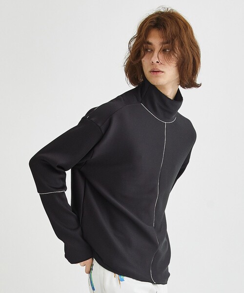 LiNoH（リノー）の「DROPNEEDLE STRETCH RIB L/S TEE（Tシャツ/カットソー・メンズ・ライトグレー/ブラック・1/2）」の2枚目の写真