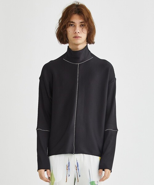 LiNoH（リノー）の「DROPNEEDLE STRETCH RIB L/S TEE（Tシャツ/カットソー・メンズ・ライトグレー/ブラック・1/2）」の5枚目の写真