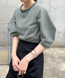 CAPRICIEUX LE'MAGE | チェック立体スリーブTシャツ(Tシャツ/カットソー)