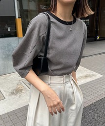 CAPRICIEUX LE'MAGE | チェック立体スリーブTシャツ(Tシャツ/カットソー)