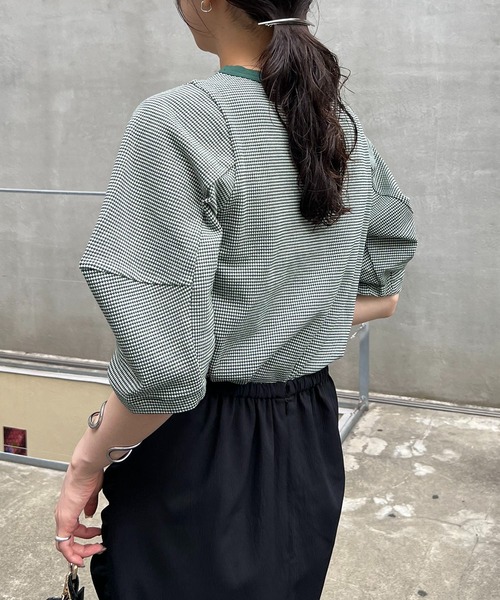 CAPRICIEUX LE'MAGE（カプリシューレマージュ）の「チェック立体スリーブTシャツ（Tシャツ/カットソー・レディース・ブラック/グリーン・FREE）」の18枚目の写真