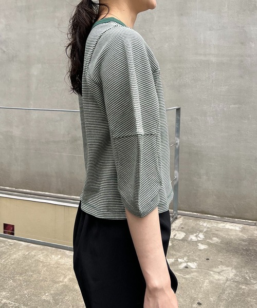 CAPRICIEUX LE'MAGE（カプリシューレマージュ）の「チェック立体スリーブTシャツ（Tシャツ/カットソー・レディース・ブラック/グリーン・FREE）」の9枚目の写真