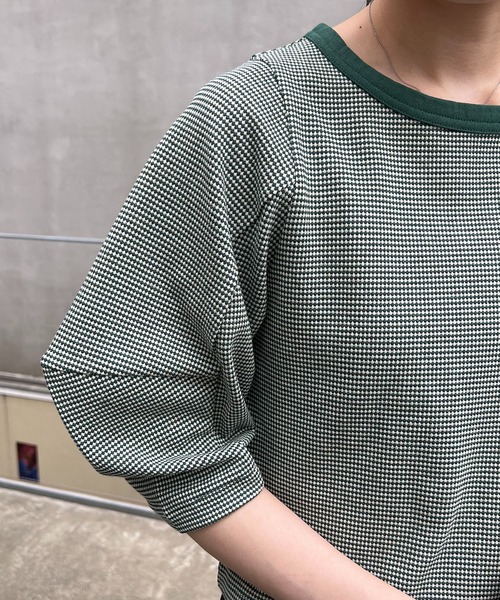 CAPRICIEUX LE'MAGE（カプリシューレマージュ）の「チェック立体スリーブTシャツ（Tシャツ/カットソー・レディース・ブラック/グリーン・FREE）」の5枚目の写真
