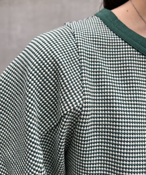 CAPRICIEUX LE'MAGE（カプリシューレマージュ）の「チェック立体スリーブTシャツ（Tシャツ/カットソー・レディース・ブラック/グリーン・FREE）」の4枚目の写真