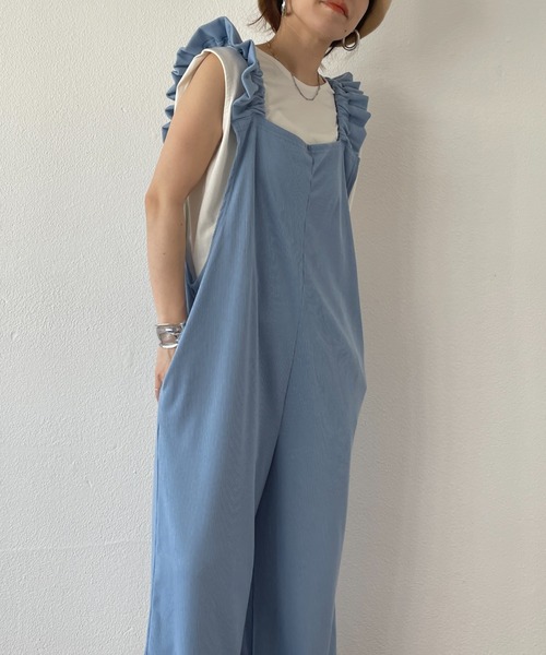 【半額】 wee9s（ウィークス）の「relax ポケット付き / salopette frill サロペット・オーバーオール・オールインワン
